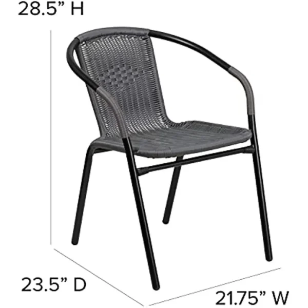 Furniture 4 Pack Gray Rattan Indoor-Outdoor Restaurant Stack Chair - Image 5