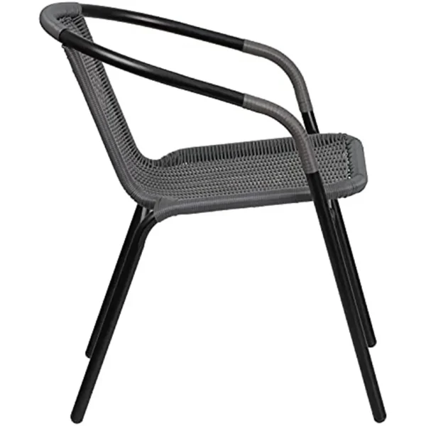 Furniture 4 Pack Gray Rattan Indoor-Outdoor Restaurant Stack Chair - Image 6