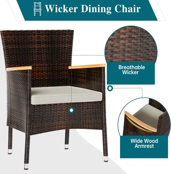 Wicker Patio Conversation Set restaurant tables and chairs table restaurant professionnel - Image 5